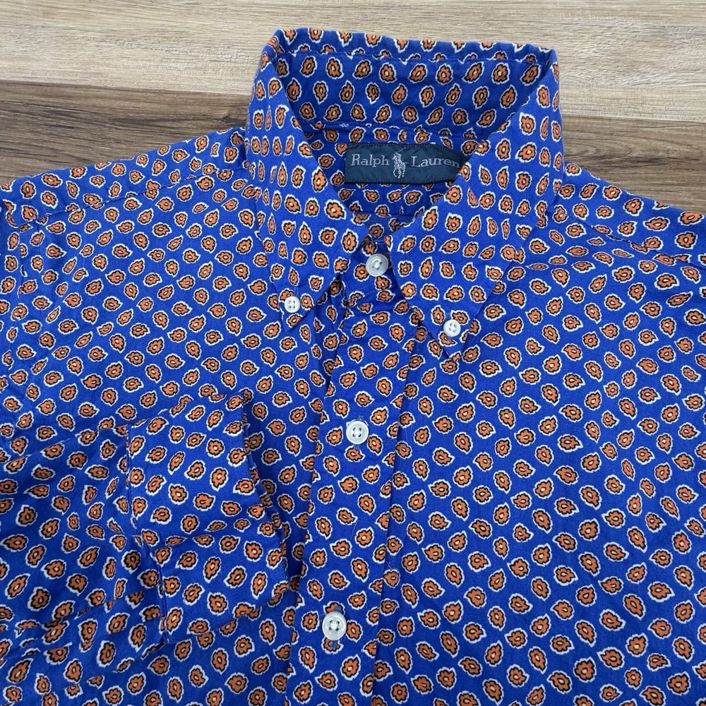 Ralph Lauren Mens Paisley‎ Style Long Sleeve Button Up Shirt - 90s - Mens Small